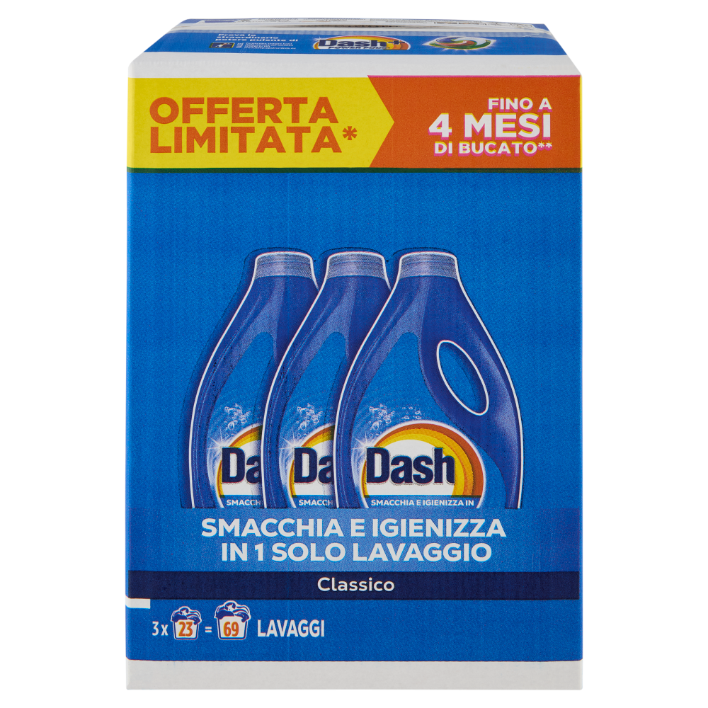 Dash Power Detersivo Liquido Lavatrice Classico 3x23 Lavaggi, , large