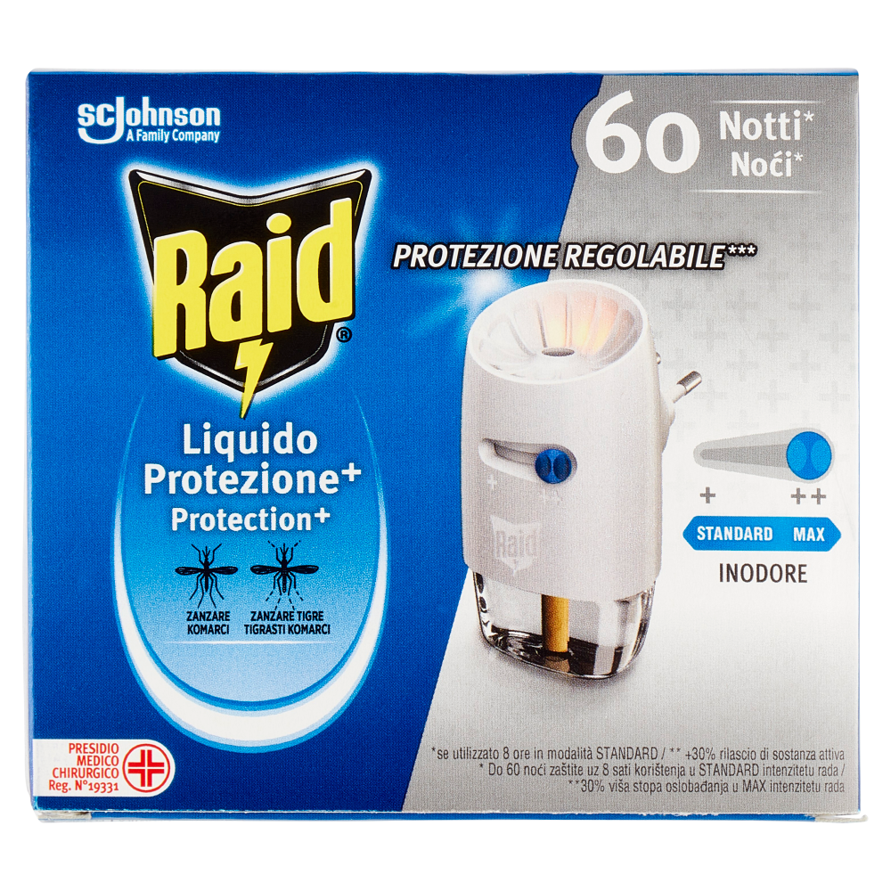 Raid Liquido Elettrico Protezione+ Base e Ricarica Inodore 60 Notti, , large