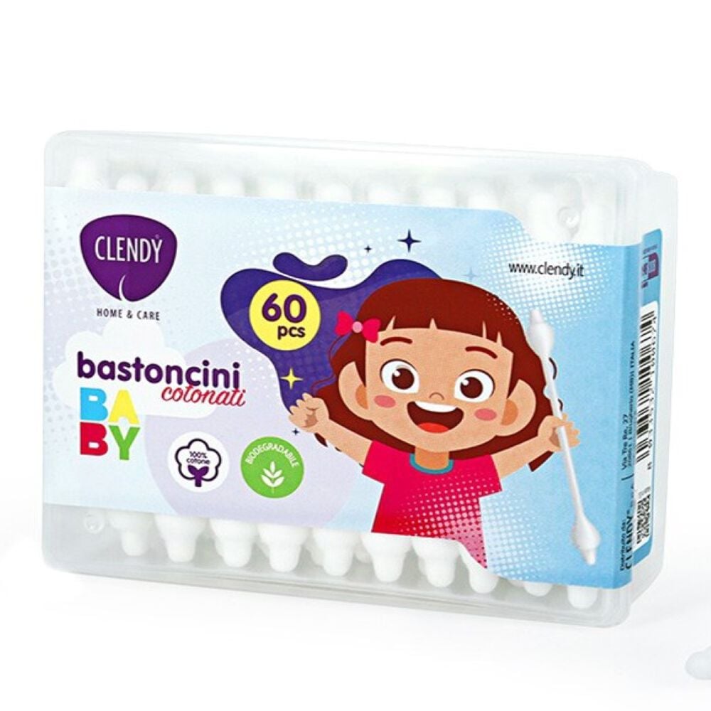 Clendy Bastoncini Cotonati Baby 60 Pezzi, , large