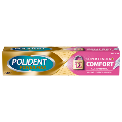 Polident Super Tenuta + Comfort Adesivo per Protesi Dentale Tenuta Giornaliera 70 g