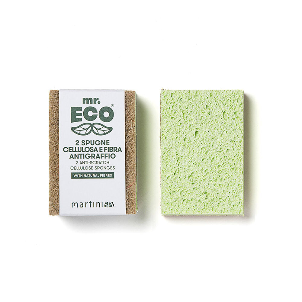 Mr. Eco Spugna in Cellulosa + Fibra Antigraffio 2 Pezzi, , large