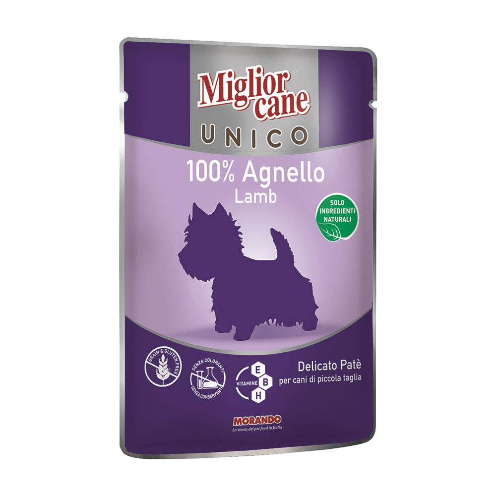 Migliorcane Unico Delicato Pat&egrave; Agnello 100 g, , large