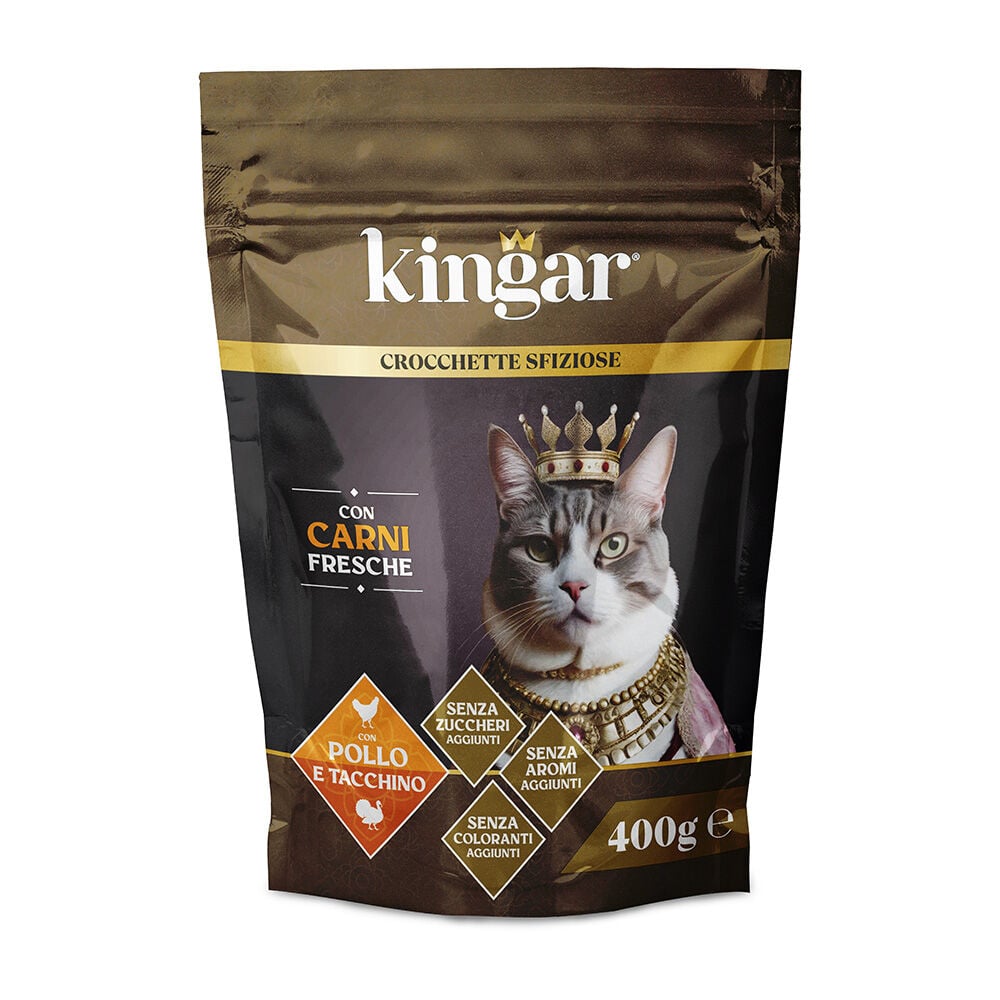 Kingar Cat Busta Crocchette 400g Pollo e Tacchino, , large