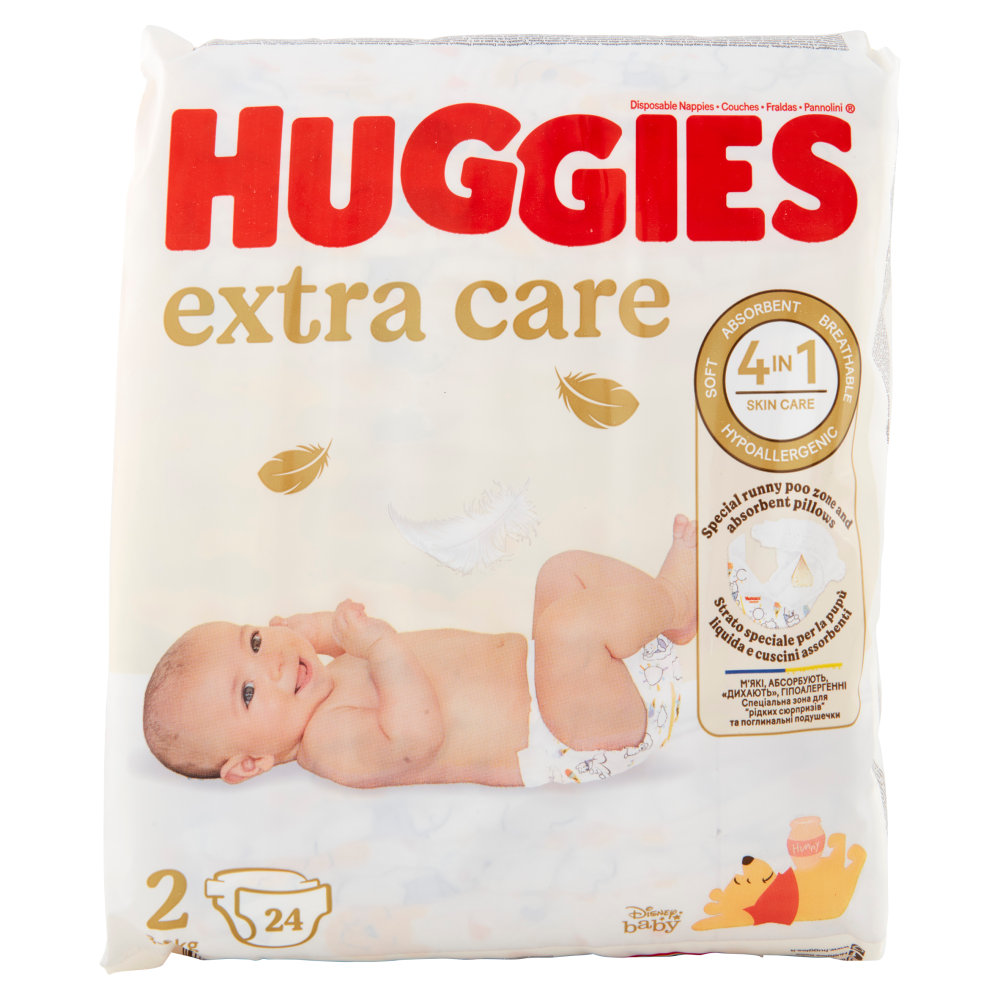 Huggies Pannolini Extra Care Beb&egrave; Taglia 2 (3-6Kg) 24 Pannolini, , large