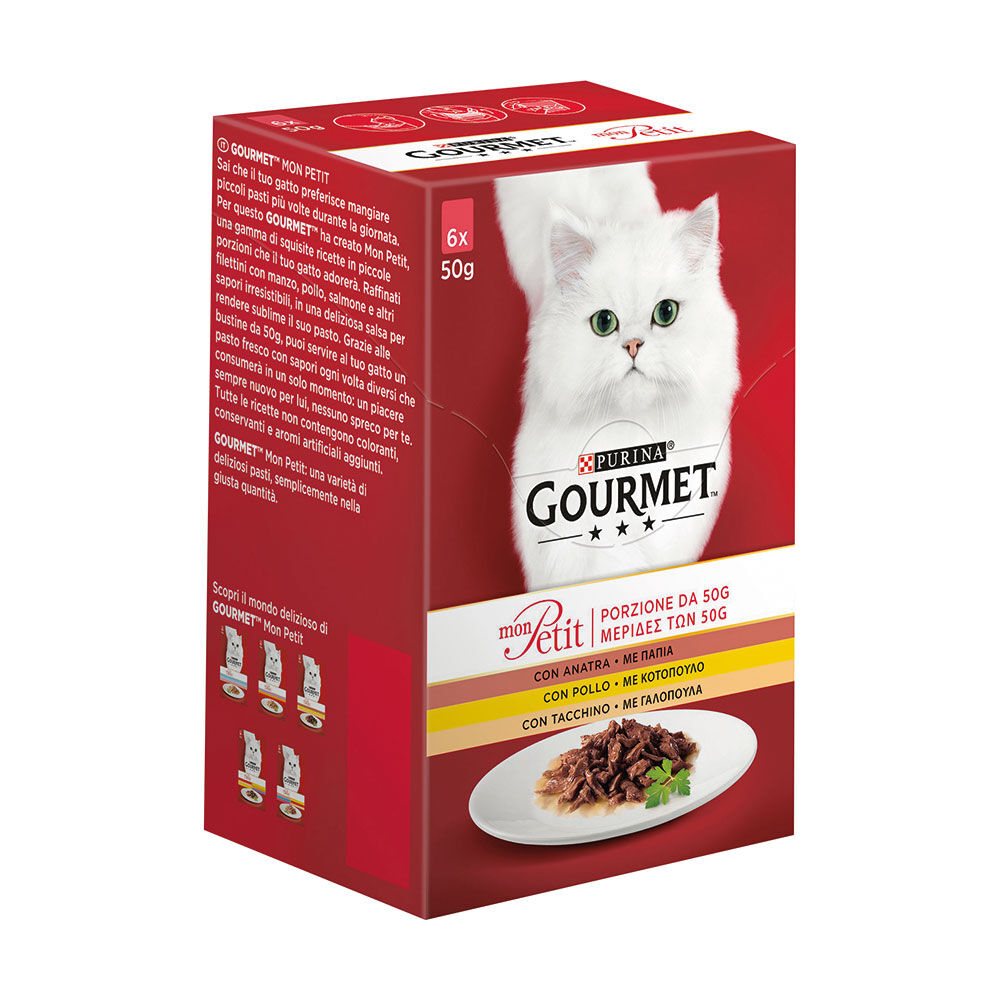Gourmet Mon Petit con Carni Delicate (Anatra, Pollo, Tacchino) 6 Buste 50 g, , large
