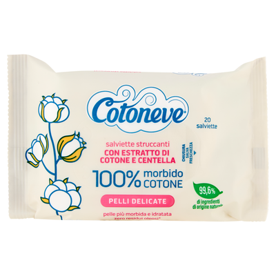 Cotoneve Salviette Struccanti con Estratto di Cotone e Centella Pelli Delicate 20 Pezzi