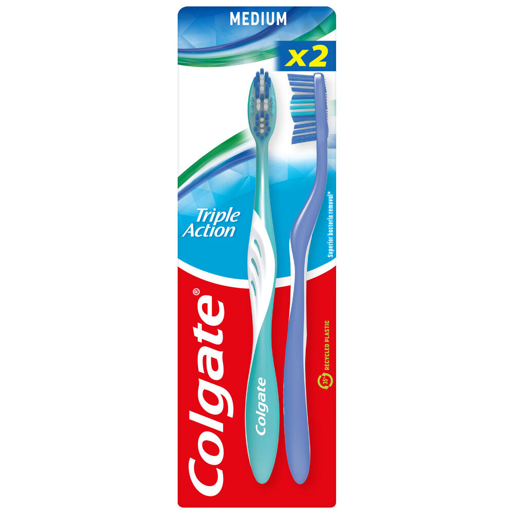 Colgate Spazzolino Triple Action Medio 2 pezzi, , large