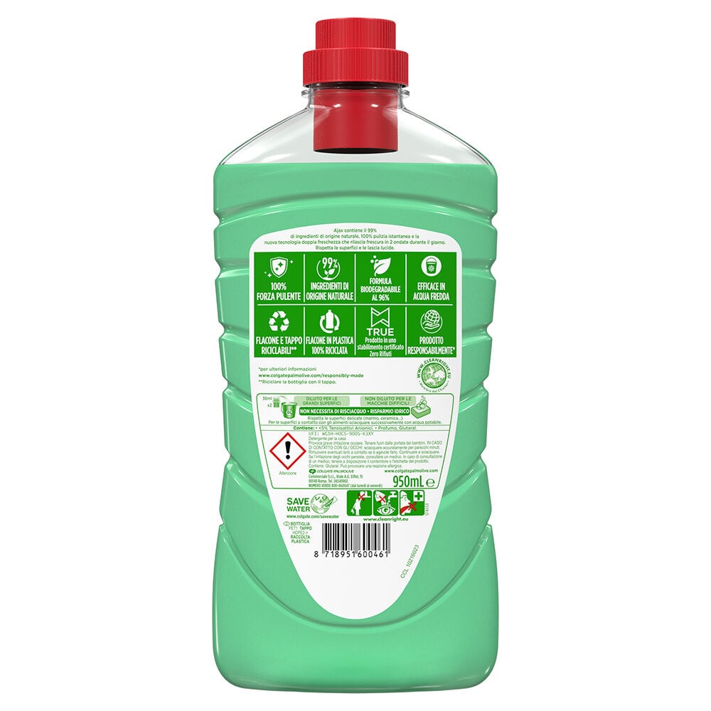 Ajax Detersivo Pavimenti Limone Ultra Sgrassante 950ml, , large