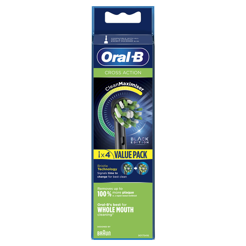 Oral-B Testine di Ricambio Nere Oral-B Cross Action Confezione da 4 Pezzi, , large
