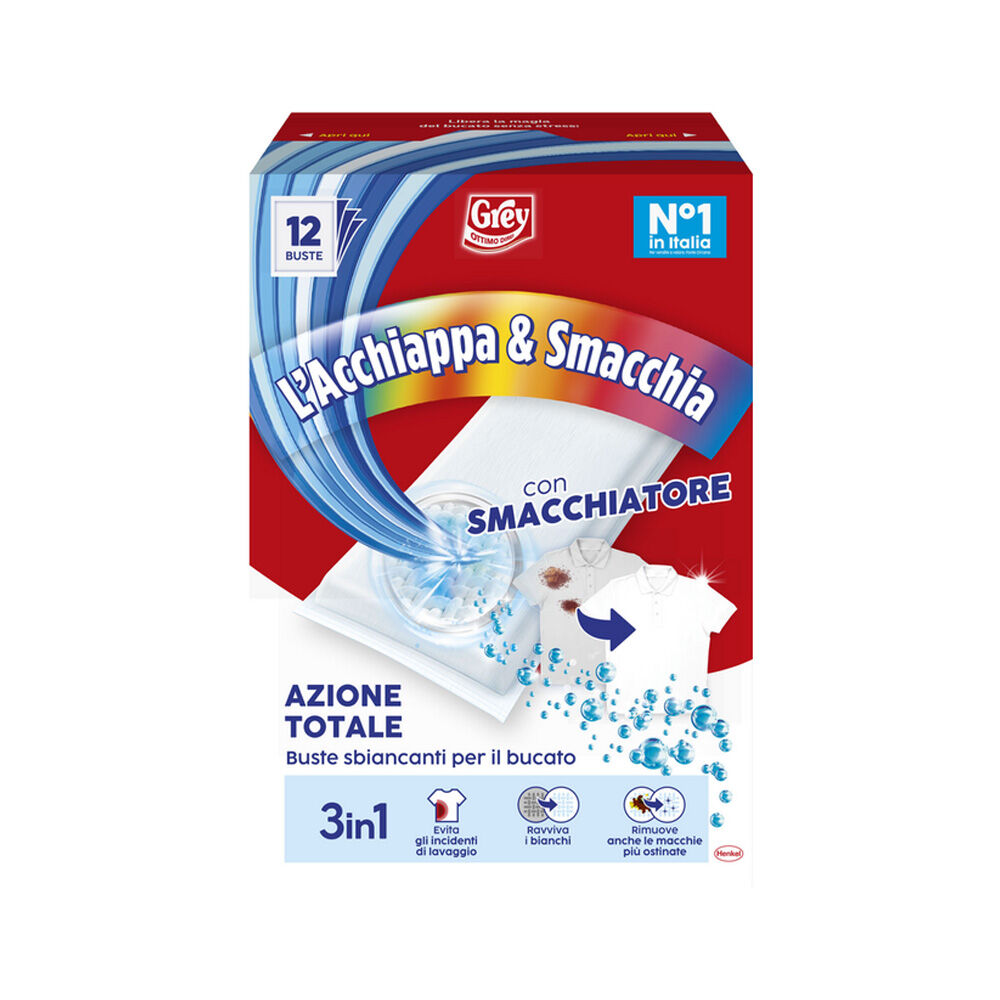 Grey L'Acchiappa & Smacchia con Smacchiatore 3in1 Sbiancante 12 Buste	, , large