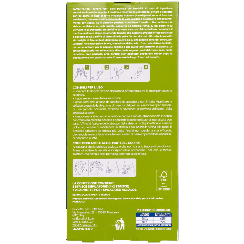 Caddy's Strisce Depilatorie Purificanti Corpo 8 Pezzi + 2 Salviette Post-Epilazione, , large