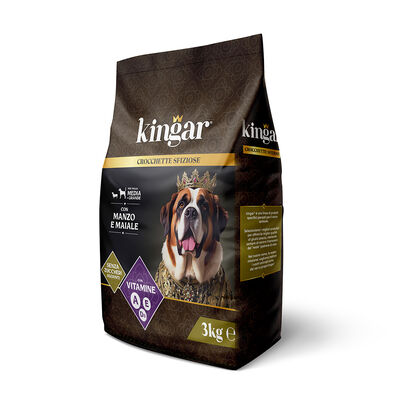 Kingar Dog Busta Crocchette 3Kg Manzo e Maiale