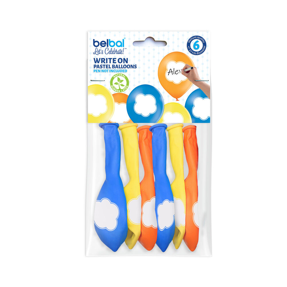 Write On Pastel Balloons 6 Pezzi, , large