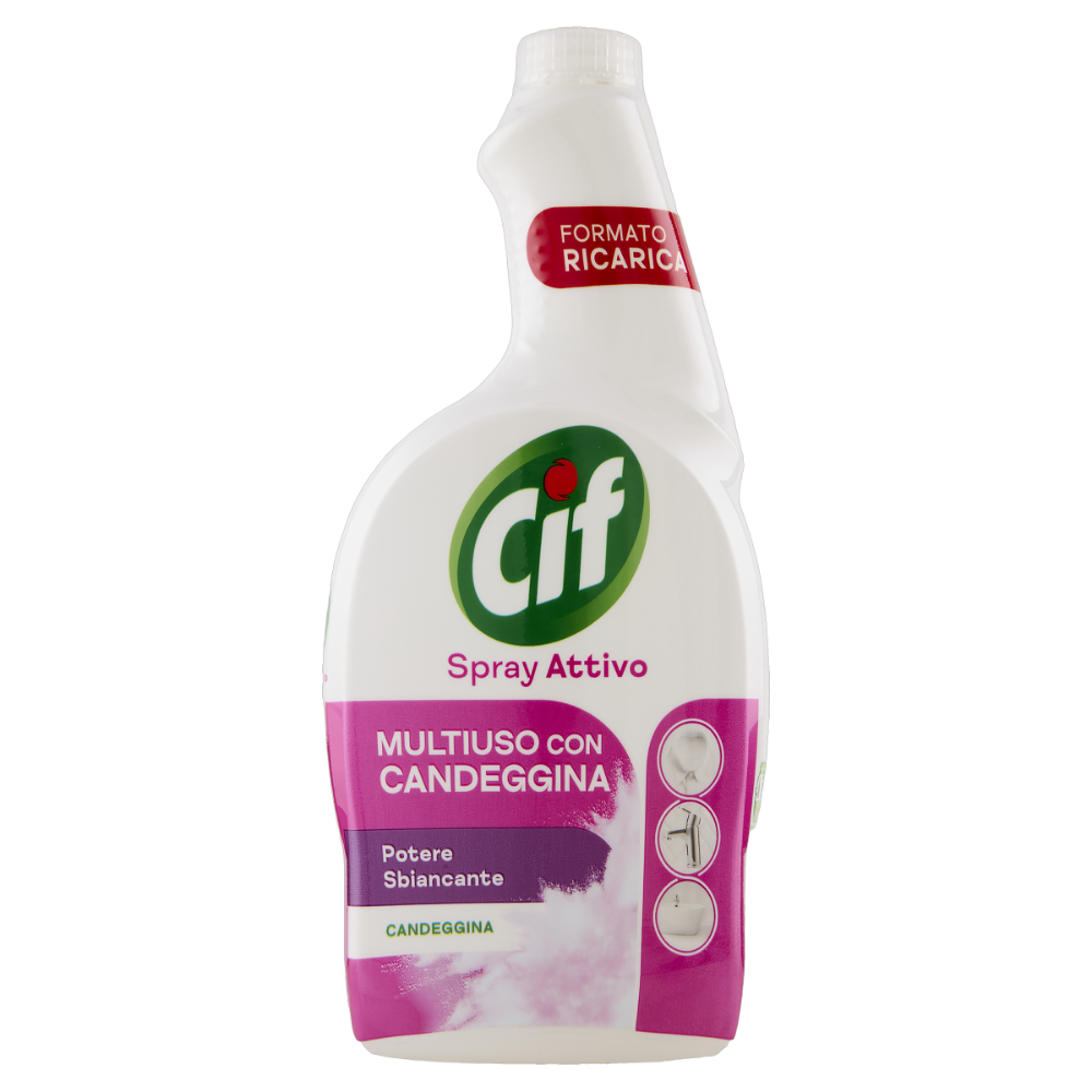 Cif Spray Attivo con Candeggina 100% Igienizzante Ricarica 650 ml, , large