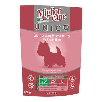 Migliorcane Unico Gustose Crocchette con Prosciutto per Cani Adulti (<10 kg) 800 g