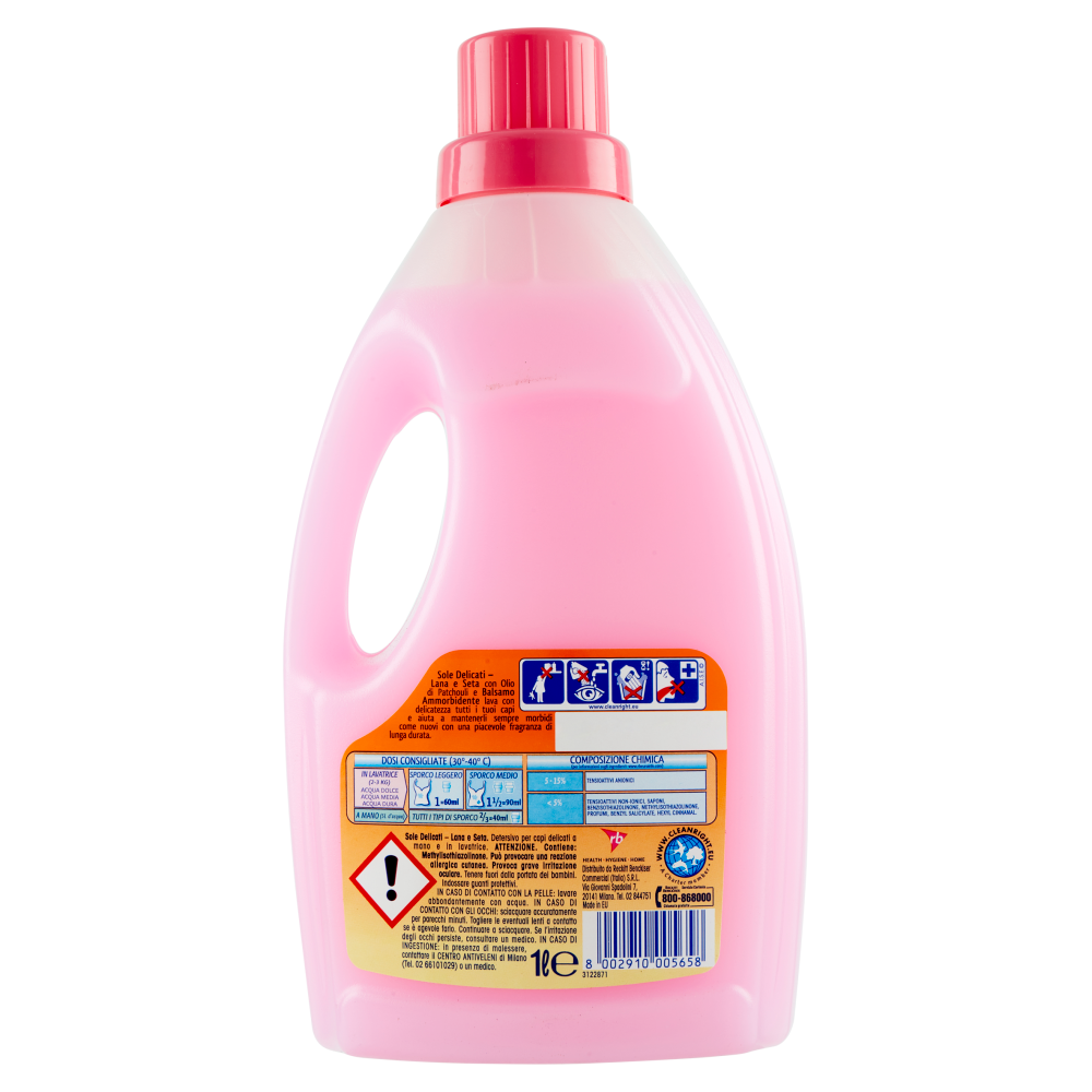 Sole Lana e Seta Capi Delicati con Olio di Patchouli 16 Lavaggi 1000ml, , large