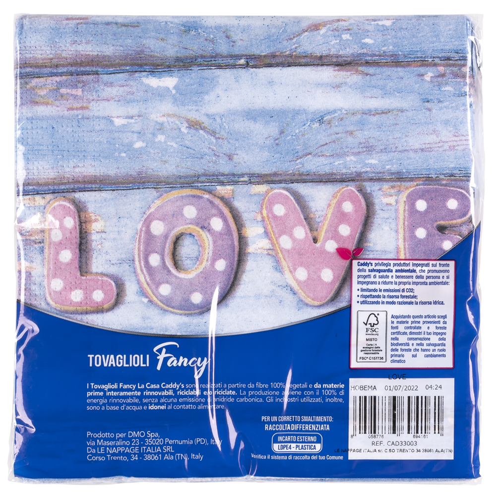 Caddy's Tovaglioli 33x33 Love 40 Pezzi, , large