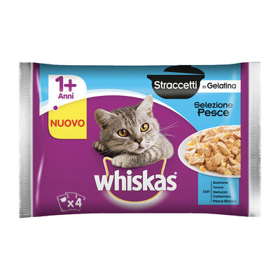 Whiskas Straccetti in Gelatina Selezione Pesce (1+ Anni) 4 Buste 85 g