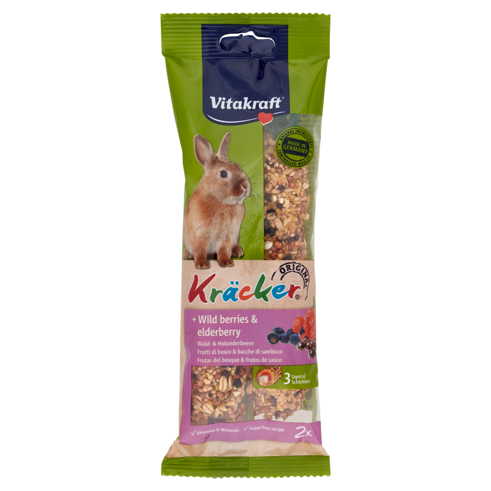 Vitakraft Kr&auml;cker Original + Frutti di Bosco & Bacche di Sambuco Conigli Nani 2 Pezzi, , large