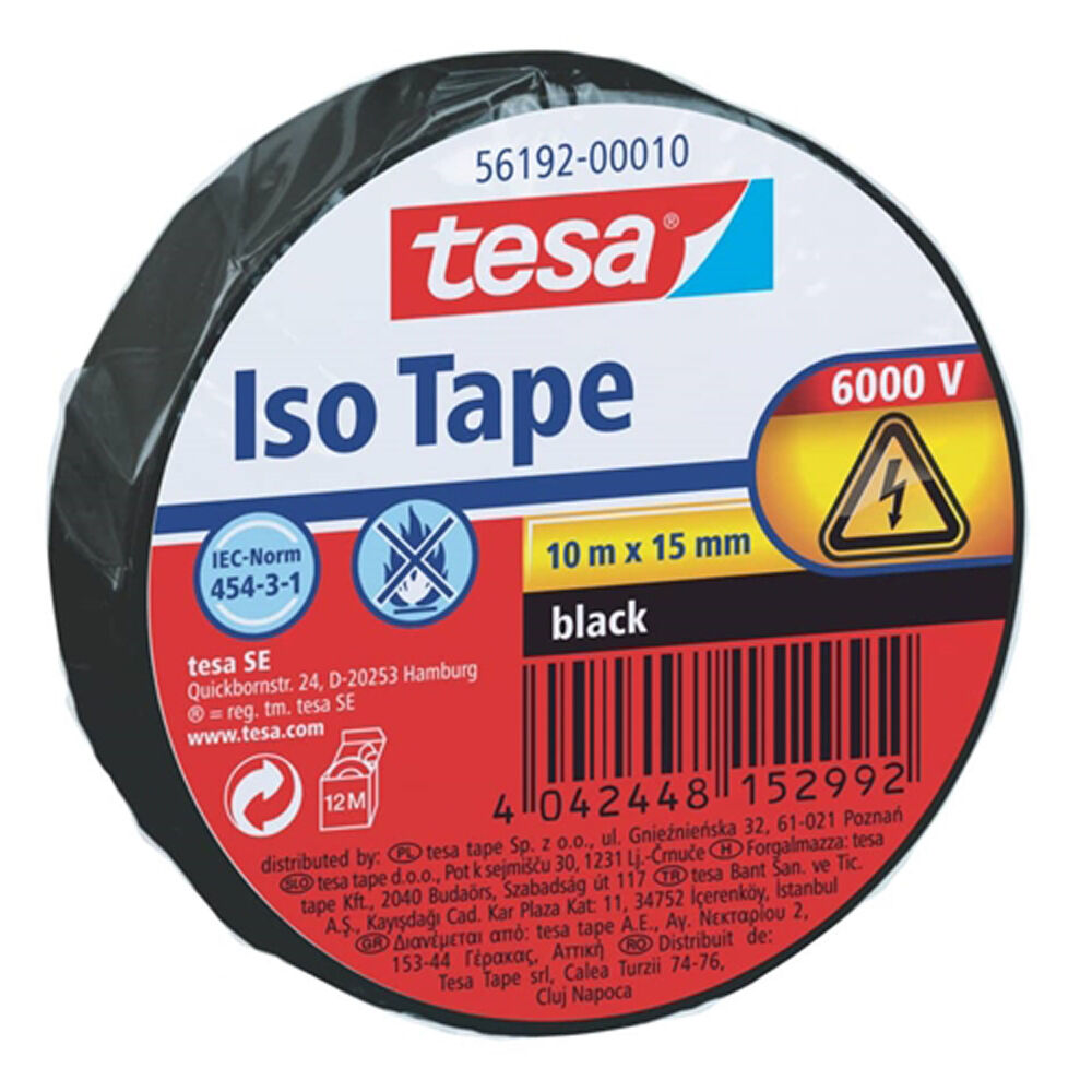 Tesa Nastro Isolante Nero 10x15 mm	, , large