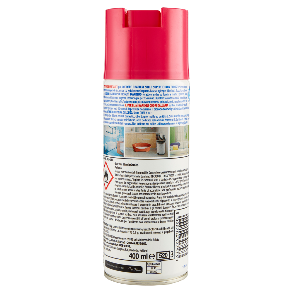 Oust 3 in 1  Spray Disinfettante per Superfici e Tessuti d'Arredo, Fragranza Floreale, 400ml, , large