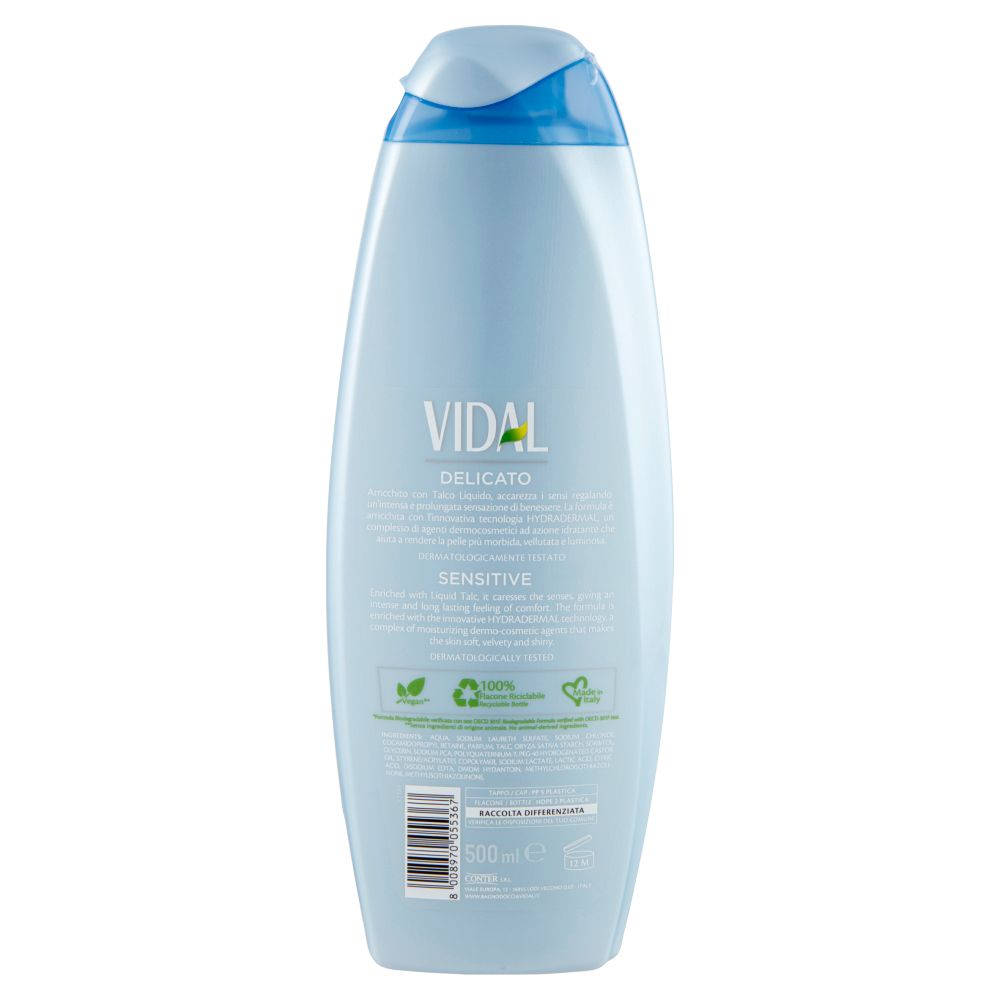 Vidal Sensitive Bagnodoccia Delicato Talco Liquido 500 ml, , large