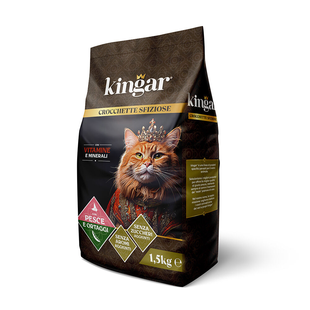 Kingar Cat Busta Crocchette 1,5Kg Pesce e Ortaggi, , large