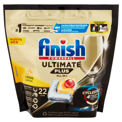 Finish Ultimate Plus All In One Limone Lavastoviglie 22 Caps