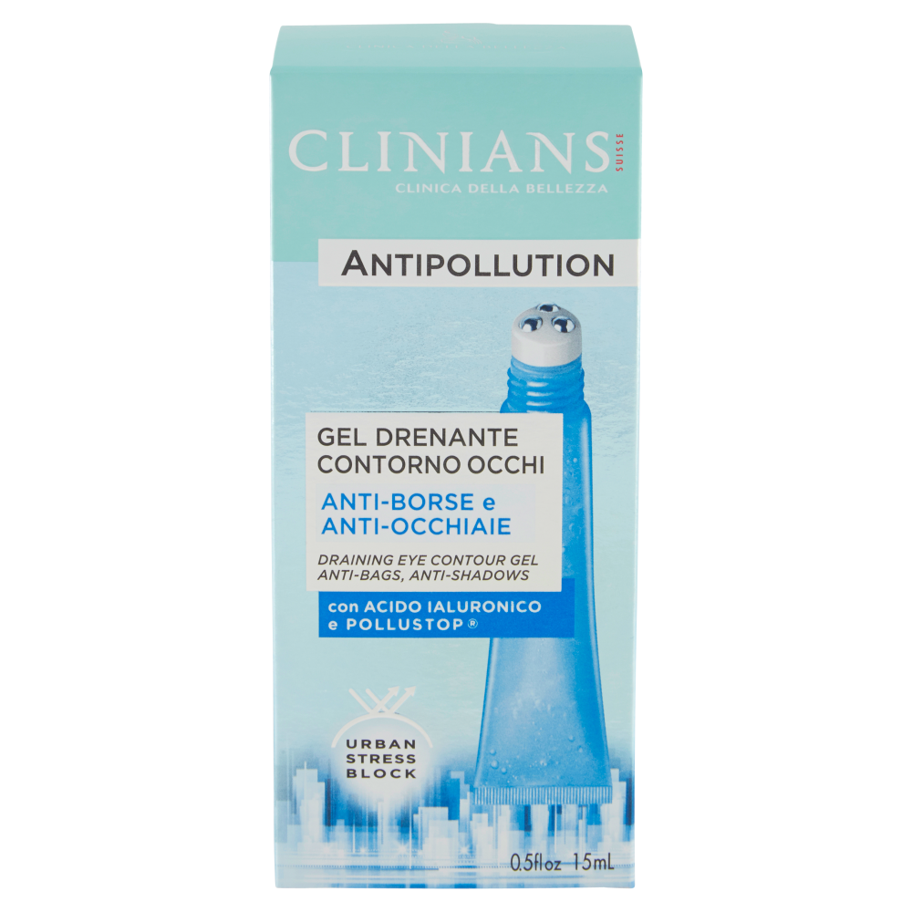 Clinians Antipollution Gel Drenante Contorno Occhi con Acido Ialuronico e Pollustop 15 ml, , large