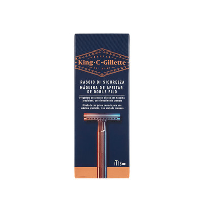 Gillette King C. Rasoio di Sicurezza Uomo Manico + 5 Lame di Ricambio