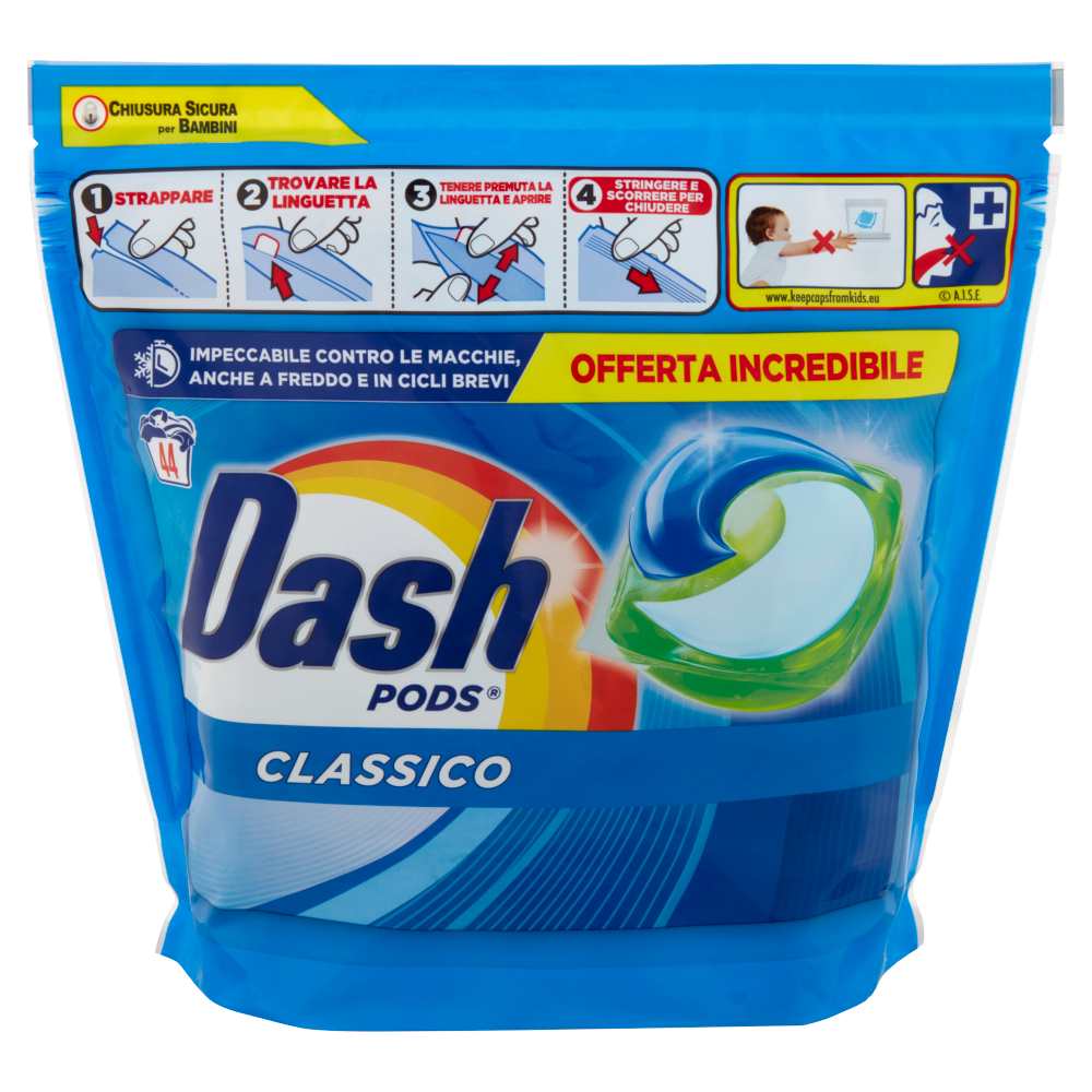 Dash Pods Detersivo Lavatrice Classico 44 Pezzi, , large
