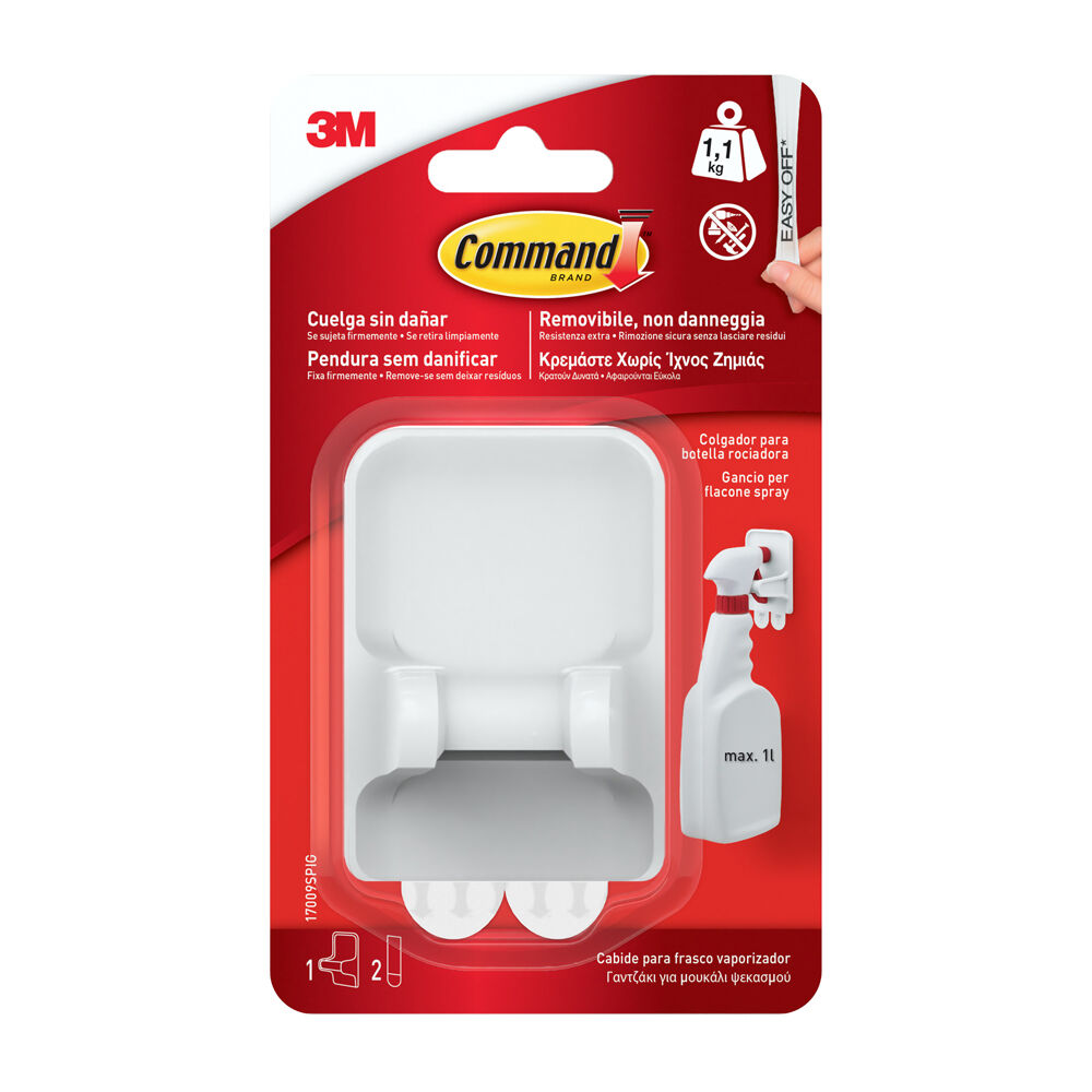 Command&trade; Gancio Adesivo da Parete per Flacone Spray Colore Bianco, , large