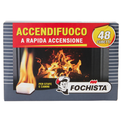 Fochista Accendifuoco a Rapida Accensione per Stufe e Camini Cubetti 48 Pezzi