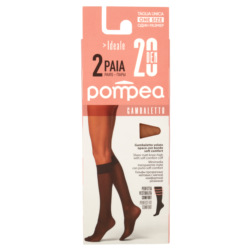 Pompea Ideale Gambaletto 20 Den Taglia Unica Polvere Dorata 2 Paia, , large