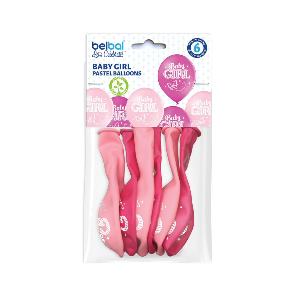 Baby Girl Pastel Balloons 6 Pezzi, , large