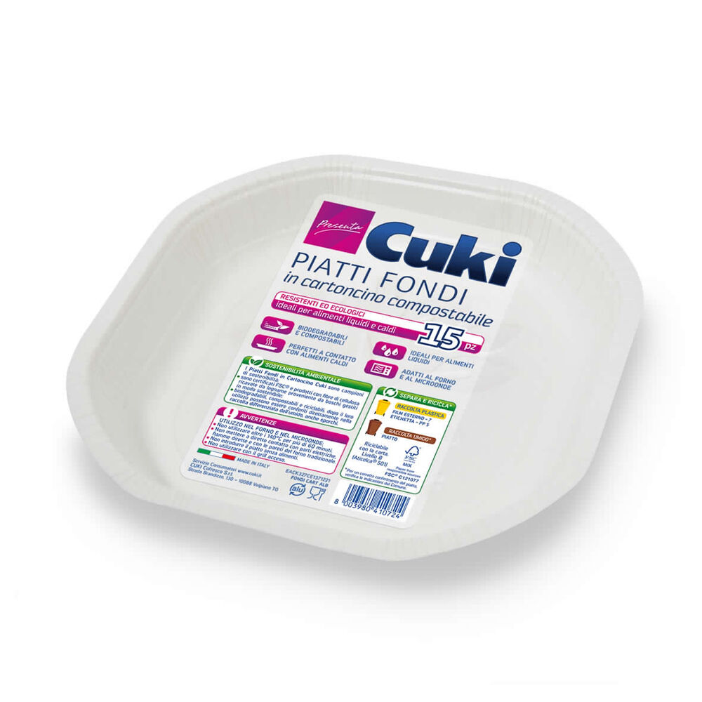 Cuki Piatti Fondi in Cartoncino 15 Pezzi, , large