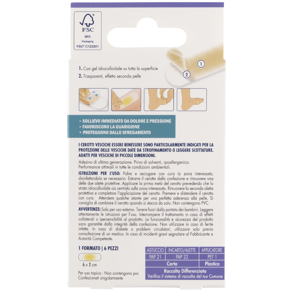 Essere Benessere Cerotti Vesciche Piccoli 6x2cm 6pz, , large