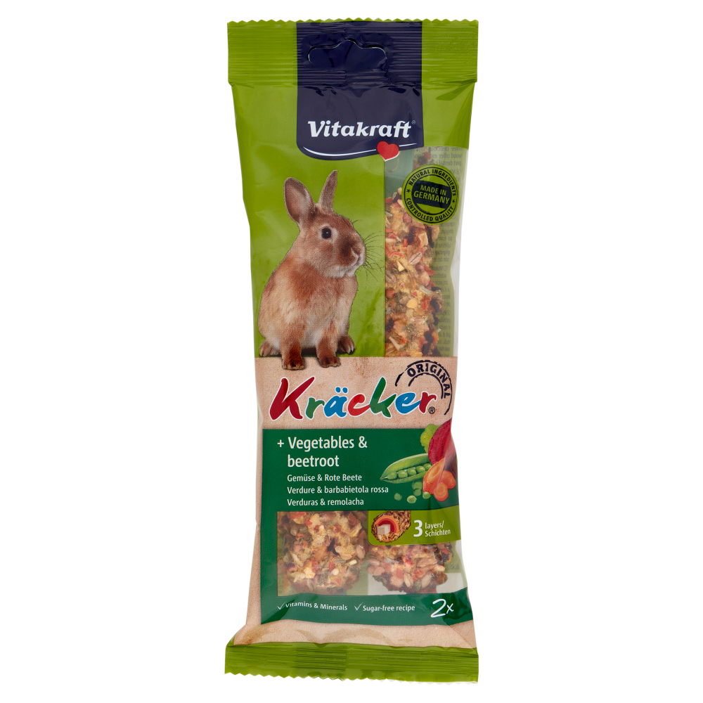 Vitakraft Kr&auml;cker Original + Verdure & Barbabietola Rossa Conigli Nani 2 Pezzi 112 g, , large
