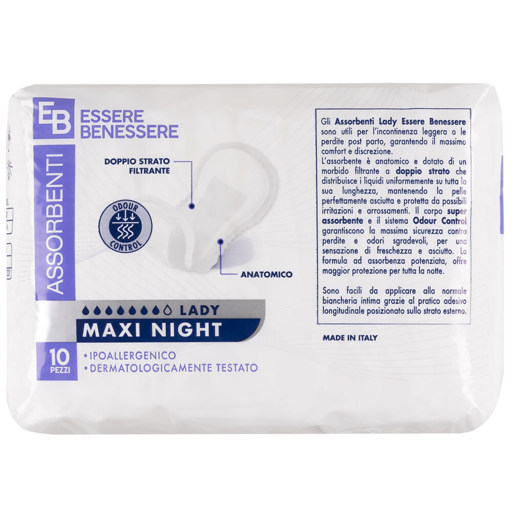Essere Benessere Lady Assorbenti Maxi Night 10 Pezzi, , large