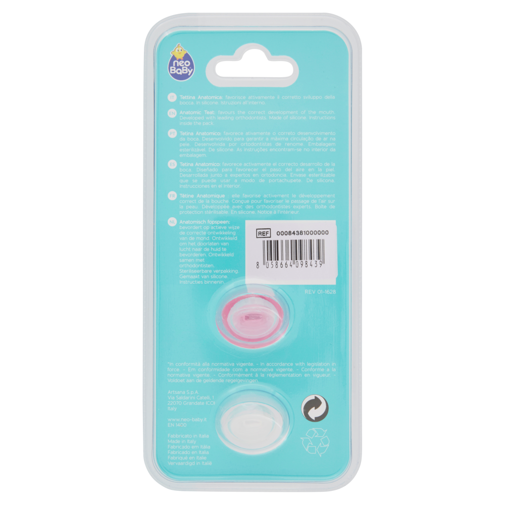 Neo Baby Light Succhietto Anatomico in Silicone 12m+ 2 Pezzi Assortito, , large