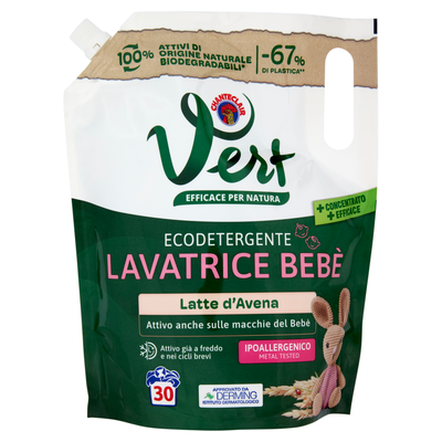 Vert di Chanteclair Ecodetergente Lavatrice Beb&egrave; Latte d'Avena 1200 ml