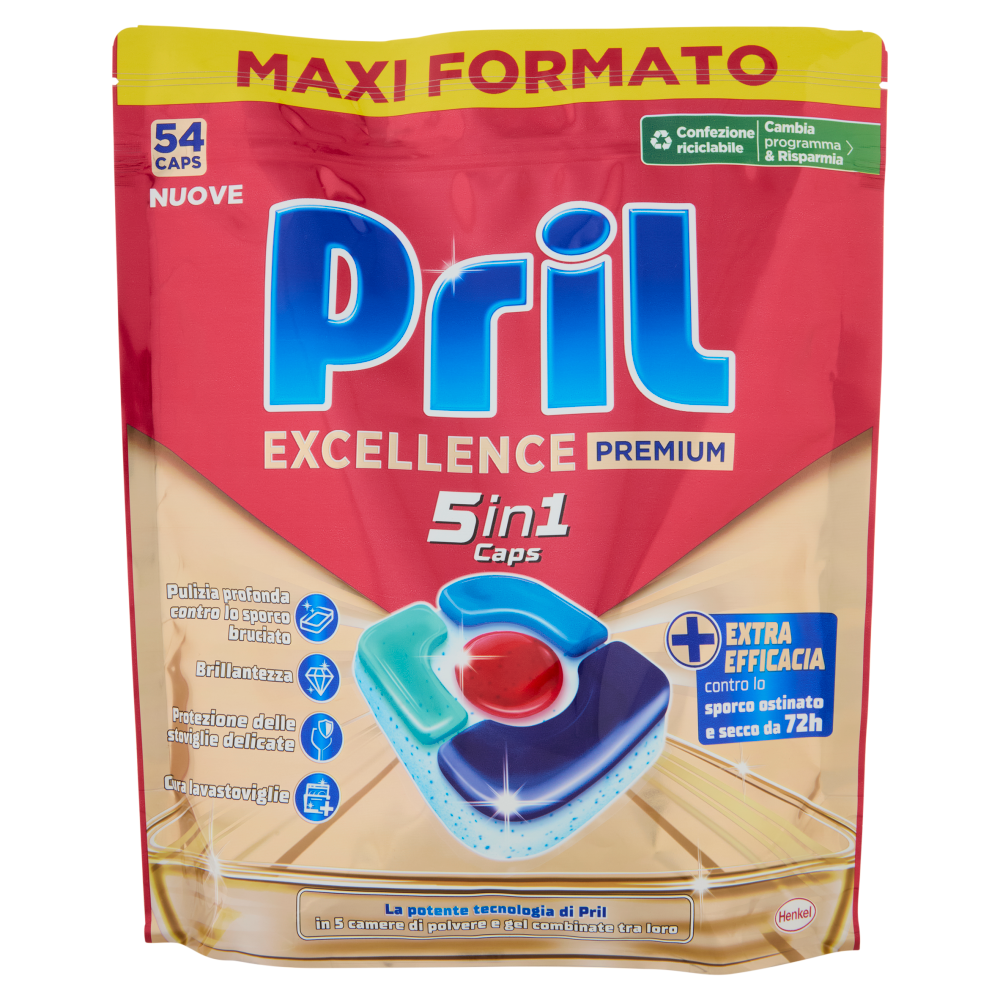 Pril Excellence Premium 5in1 Caps 54 Pezzi, , large