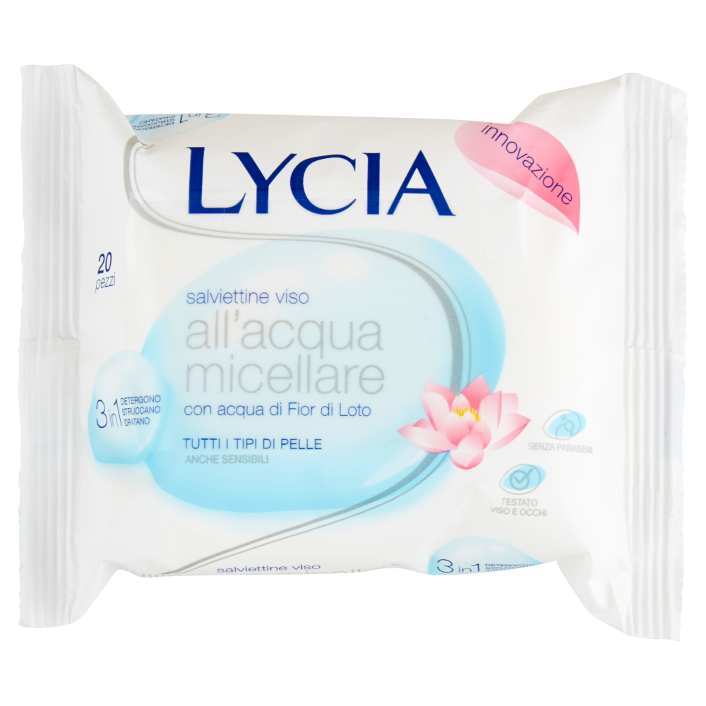 Lycia Salviettine Struccanti all'Acqua Micellare 20 Pezzi, , large