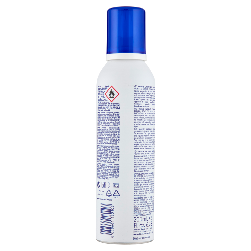 Chicco Pop Fluffy Mousse Lavante Corpo e Capelli Vanilla 200 ml, , large