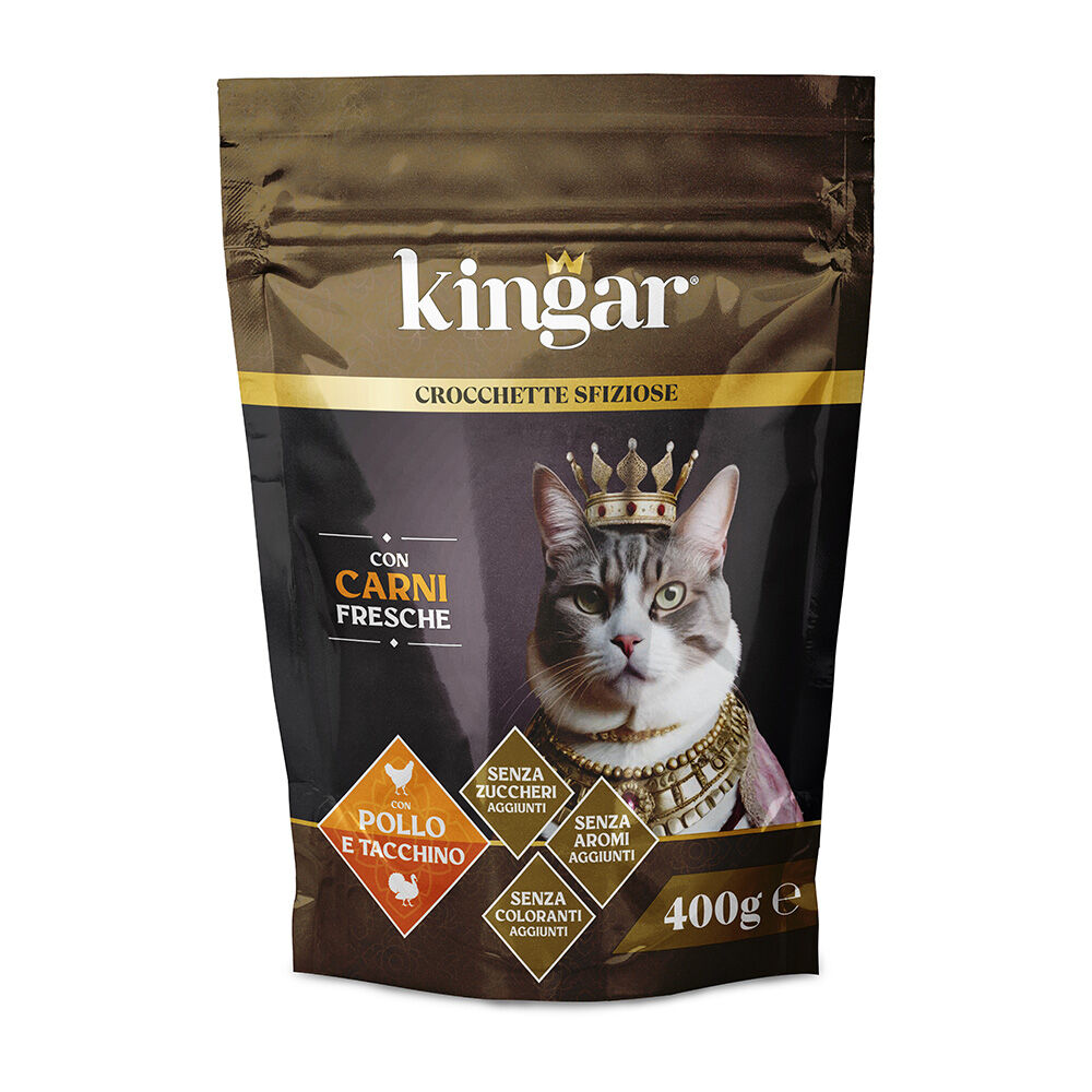 Kingar Cat Busta Crocchette 400g Pollo e Tacchino, , large