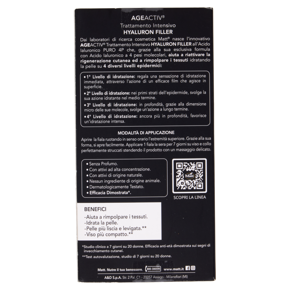 Matt Age Activ Trattamento Urto Rimpolpante Viso Acido Ialuronico Puro 4P 7 x 2 ml, , large