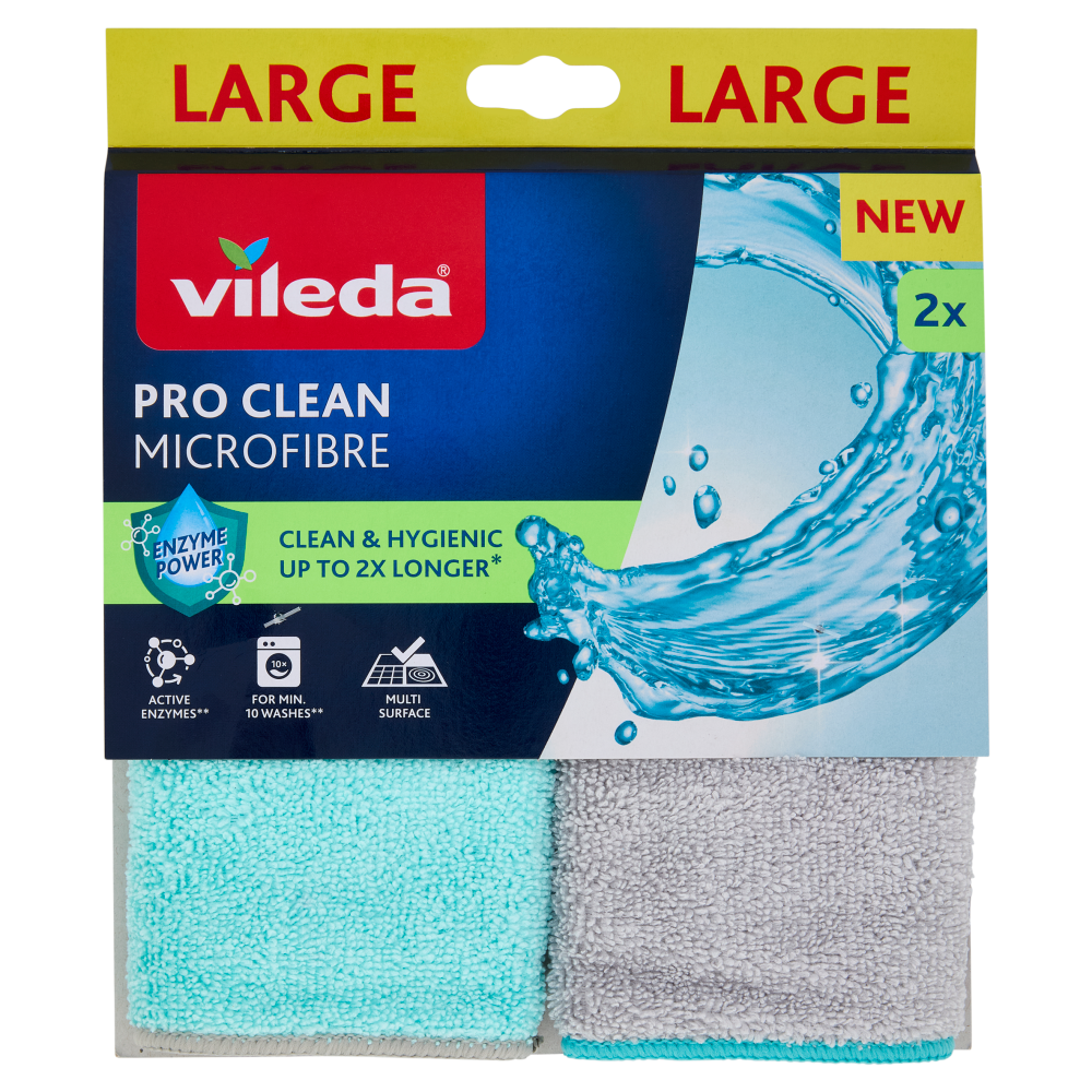 Vileda Pro Clean Microfibre Panno Multiuso 2 Pezzi, , large