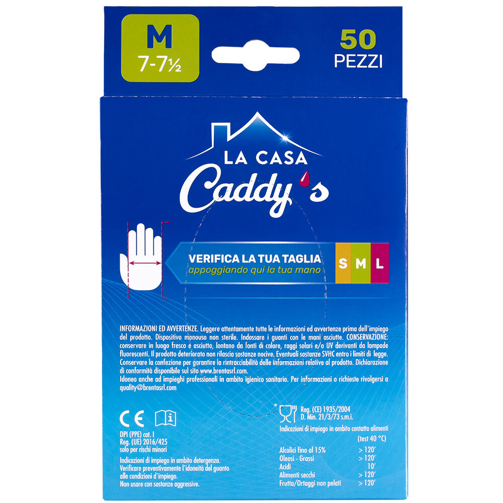 Caddy's Guanti Monouso in Nitrile Taglia M 50 Pezzi, , large