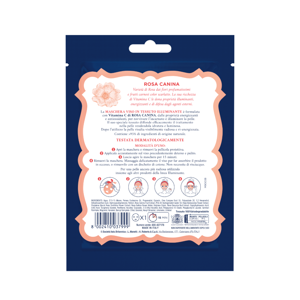 Acqua alle Rose Illuminante Maschera in Tessuto Idratante Anti-Fatica 1 Pezzo, , large