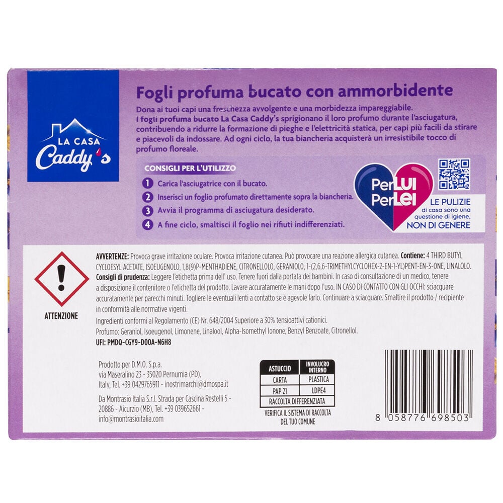 Caddy's Fogli Profumati per Asciugatrice Desiderio Fiorito 30 Pezzi, , large